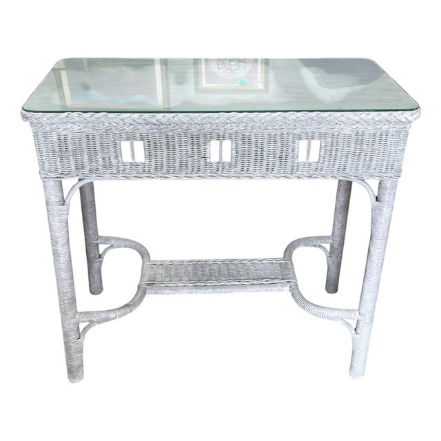 Antique Wicker Hall Table or Console For Sale