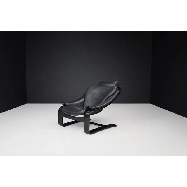 Vintage Dutch Bentwood and Leather Lounge Chair attributed to Sonja Wasseur, 1970s For Sale - Image 3 of 11