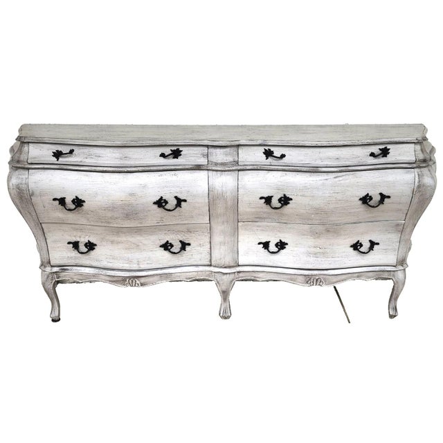 Shabby Chic Antique French Serpentine Dresser Distressed For Sale - Image 3 of 18