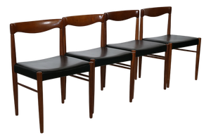 Dining Chairs in Teak and Leather by H.W. Klein for Bramin, 1971, Set of 4