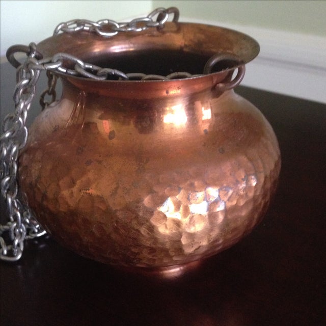 Vintage Hammered Copper Hanging Planter Chairish