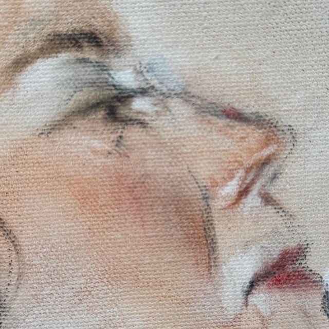 Original Mid-Century Portrait Study Oil Painting in Gilt Frame For Sale - Image 4 of 9