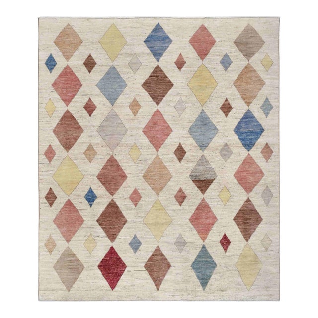 Large Multicolor Modern Wool Rug For Sale