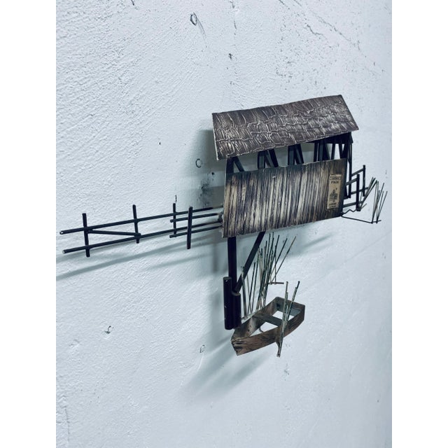 Tan Curtis Jere Artisan House Mid-Century Country Barn Bridge With Row Boat, 1995 For Sale - Image 8 of 11