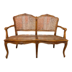 Vintage French Louis XV Style Caned Bench