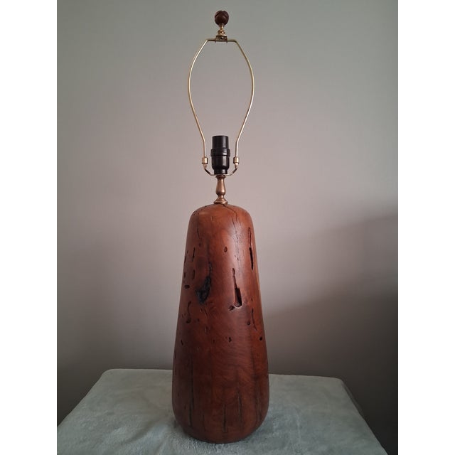 Vintage Mid Century Rude Osolnik Style Exotic Wood Lamp For Sale - Image 12 of 13