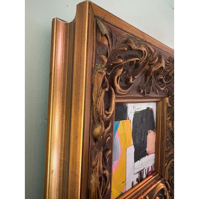 Abstract Sarah Trundle, Contemporary Abstract Framed Collage Painting, "Willy Nilly" For Sale - Image 3 of 4