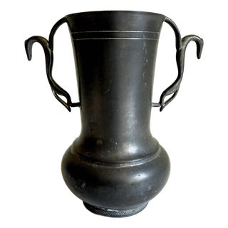 Art Deco Pewter Vase With Greyhound Handles For Sale