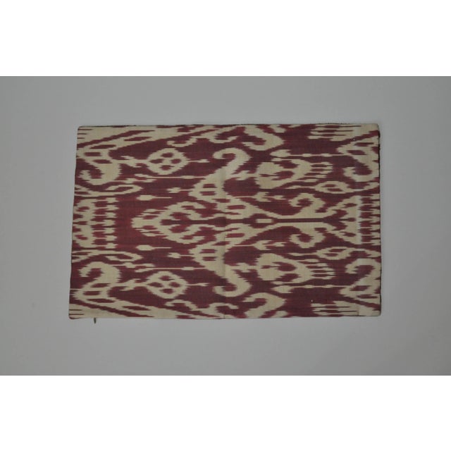 Contemporary Brown Ikat Silk Velvet Throw Pillow For Sale - Image 3 of 3