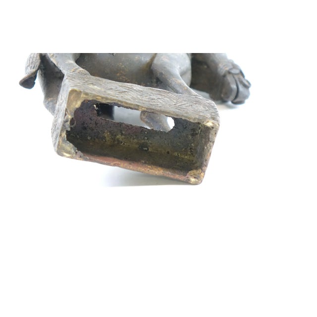 African Antique 19th Century Bronze African Sculpture of a African Warrior For Sale - Image 3 of 4