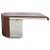 Ron Seff Mid-Century Modern "Cantilevered" desk with ostrich style brown leather wrapped top and stainless steel polished...