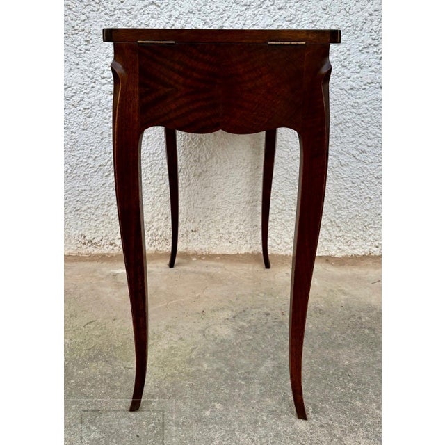 Brown 1940s French Louis XV Vanity Table with Mirror and Side Drop Leaves For Sale - Image 8 of 10