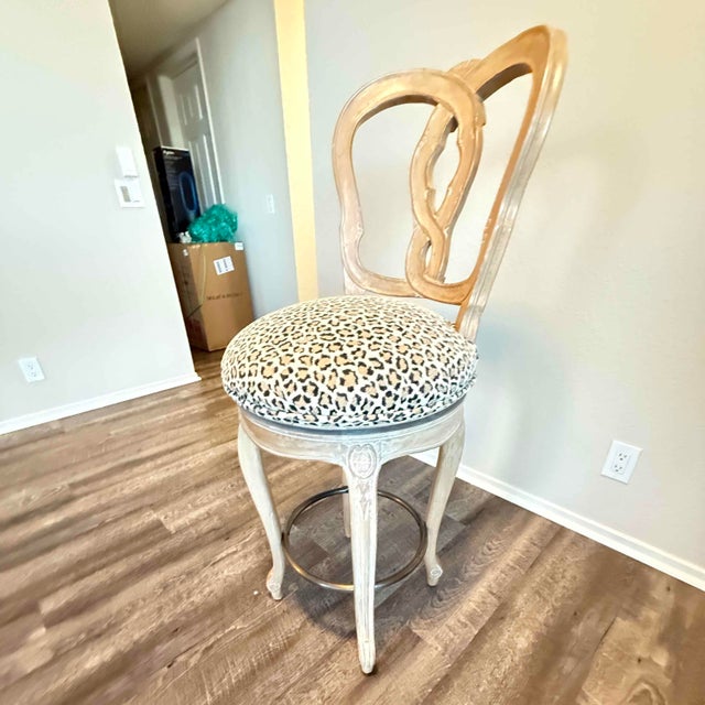 French Provincial Baroque Louis XV–Style Kreiss Collection Barstools – Set of Original Designer Pieces For Sale - Image 3 of 7