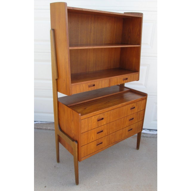 Teak and Oak Danish Modern Secretary Bookcase Scandinavian For Sale - Image 4 of 5