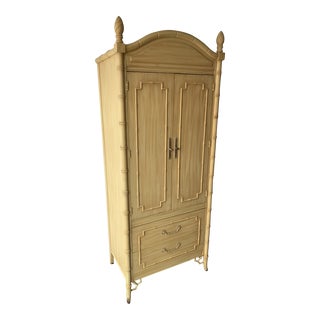 1970s Vintage Thomasville Faux Bamboo Armoire For Sale