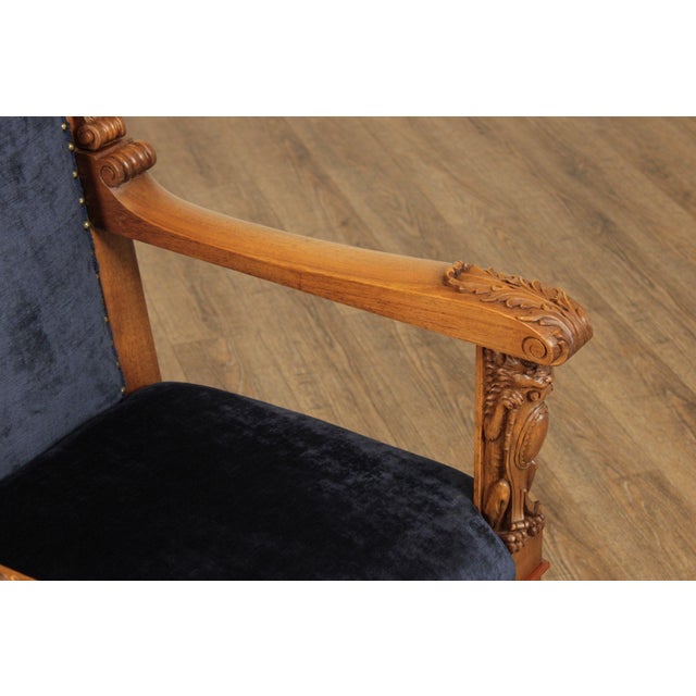 Antique Carved Walnut Renaissance Revival Style Throne Armchair For Sale In Philadelphia - Image 6 of 18