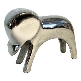 1980s Vintage Danish Boho Chic Abstract Dansk Metal Elephant Sculpture For Sale