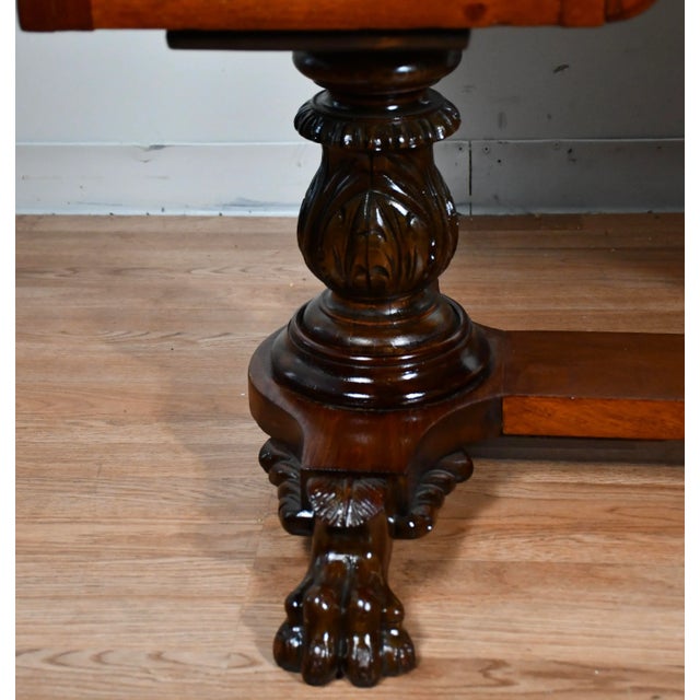 1880s Antique American Empire Mahogany Partner Writing Desk / Office Desk For Sale - Image 6 of 13