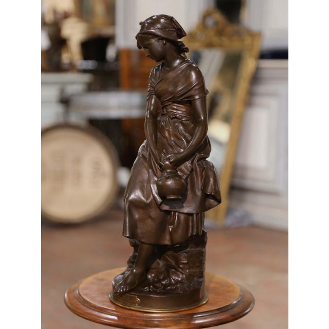 19th Century French Bronze Figure La Cruche Cassée by Mathurin Moreau For Sale In Dallas - Image 6 of 13