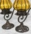 Amber Vintage Gothic Revival Wrought Iron & Blown Amber Glass Candle Holders - A Pair For Sale - Image 8 of 9