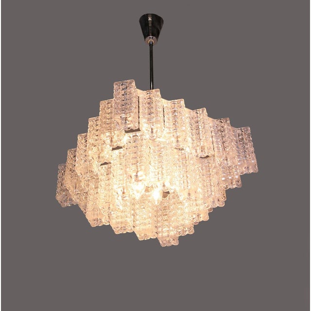 Square Chandelier in Glass & Chrome from Austrolux, Vienna, 1960s For Sale - Image 4 of 9