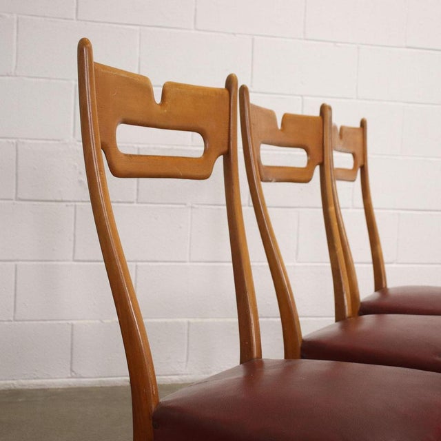Beech and Leatherette Chairs, 1950s, Set of 6 For Sale - Image 3 of 8