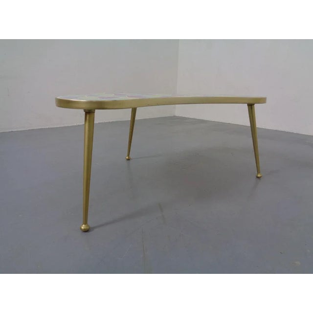Gold German Ceramic Metal & Mosaic Kidney Side Table, 1950s For Sale - Image 8 of 18