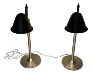 Ralph Lauren Adjustable Antique Brass Table Lamps - A Pair