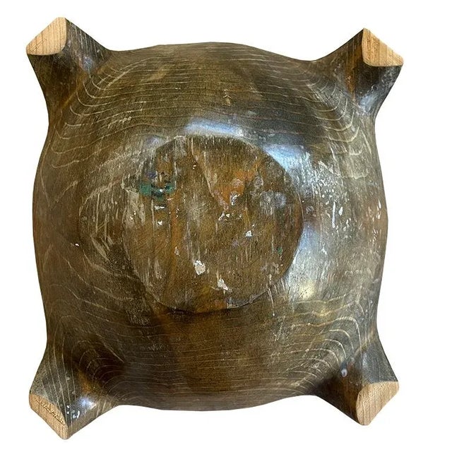 Large Mid 20th Century Rustic Carved Wood Draped Bowl or Handkerchief Vessel For Sale - Image 4 of 5