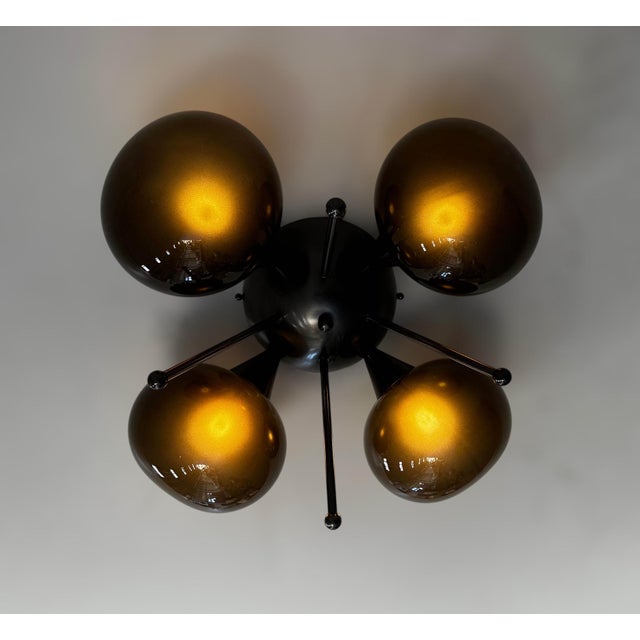 Quadrifoglio Satin Black Nickel Frosted Smoky Pebble Flush Mount by Fabio LTD For Sale - Image 6 of 7