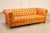 High Quality Seven-Foot Button Tufted Leather Sofa with Brass Tack Trim and Turned Feet