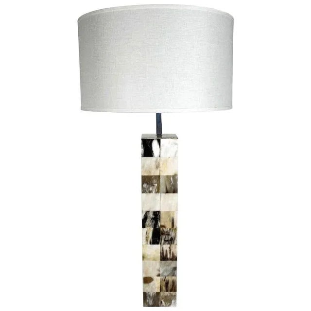 Vintage Tessellated Lamp in Genuine Horn, C. 1980's For Sale - Image 9 of 9