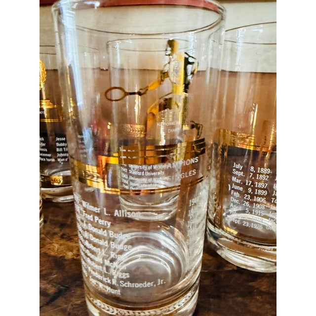 Vintage 1950s Sport Kings Gold Highball Glasses Set of 5 Collectible Sports Barware For Sale In Chicago - Image 6 of 10