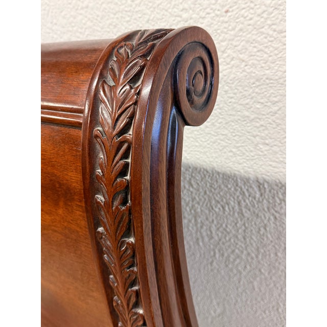 Queen Size Empire Revival Style Carved Mahogany Sleigh Bed Frame For Sale In San Francisco - Image 6 of 12