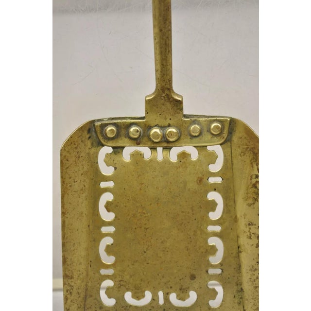 Antique English Federal Sheraton Brass Urn Finial Fireplace Tool Set- 3 Pieces For Sale - Image 9 of 11