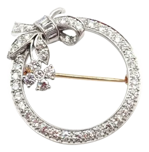 Vintage Tiffany & Co. Circle Platinum & Diamond Pin Brooch