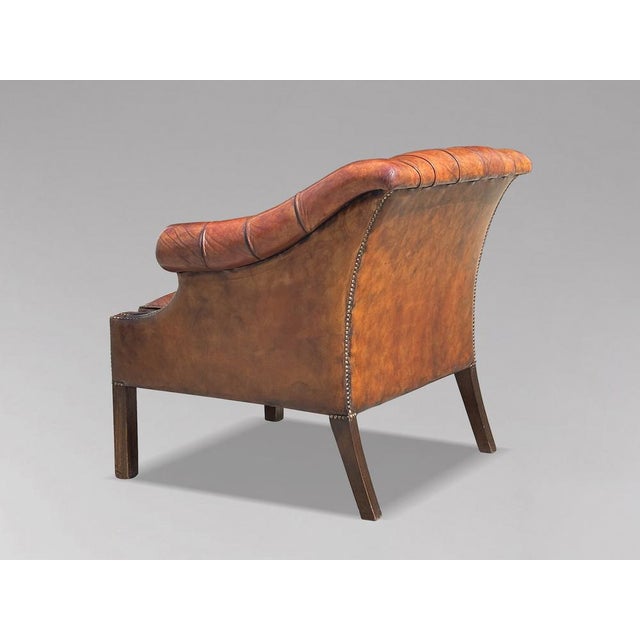 Quality Untouched Brown Leather Victorian Armchair A high quality, untouched 19th-century brown leather button back club...