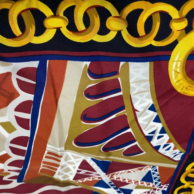 Red 1990s Vintage Large Silk Foulard by Celine Paris For Sale - Image 8 of 12