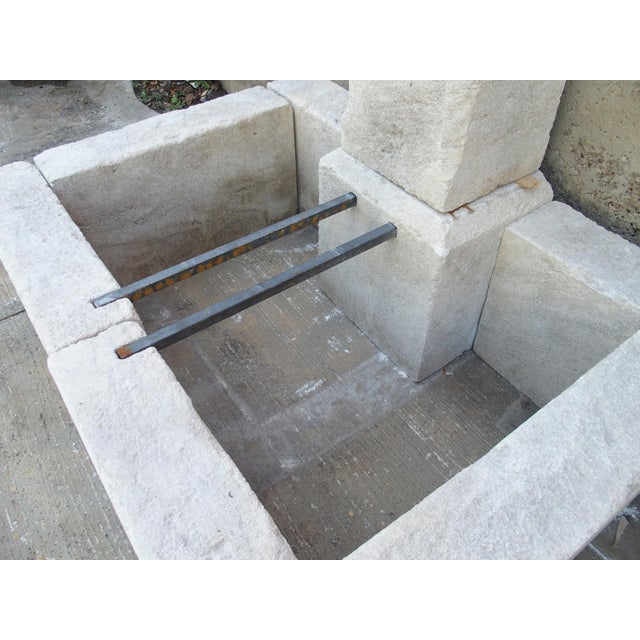 Early 21st Century Single Pillar Rectangular Provencale Wall Fountain in Carved Limestone For Sale - Image 5 of 11