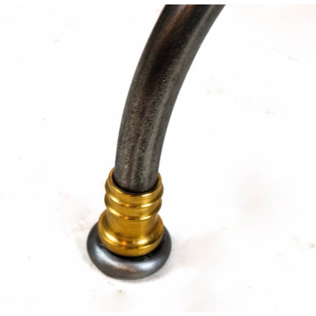 Contemporary Steel and Marble Dining Table With Sculptural Base and Brass Accents For Sale - Image 4 of 7