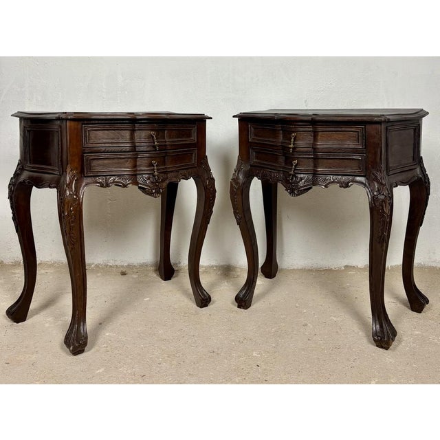 1940s Mid-Century French Louis XV Style Nightstands, 1940, Set of 2 For Sale - Image 5 of 15