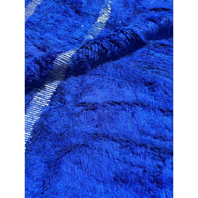2020s Cobalt Blue Moroccan Mrirt Wool Rug For Sale - Image 5 of 9