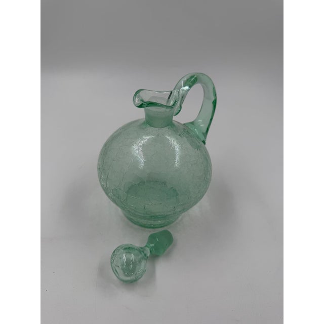 Glass Glass Carafe with Crackle Glass Look For Sale - Image 7 of 16