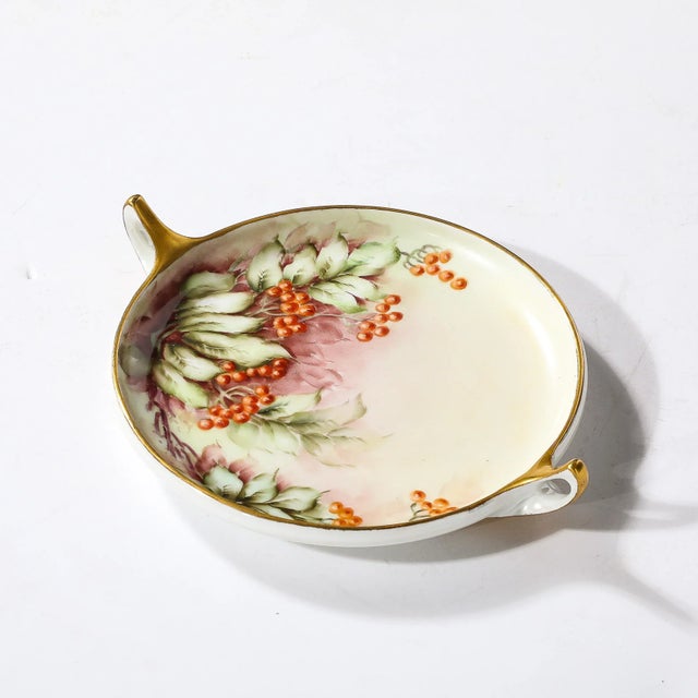 Ceramic Art Nouveau Porcelain Donatello Pattern Dish W Gilt Handles & Motif by Rosenthal For Sale - Image 7 of 12