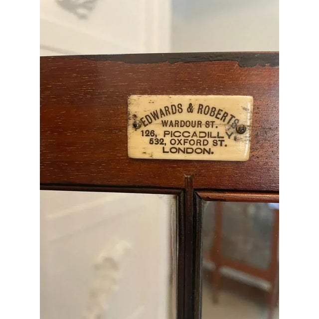 Antique Victorian Mahogany Inlaid Display Cabinet by Edwards & Roberts, London For Sale - Image 16 of 18