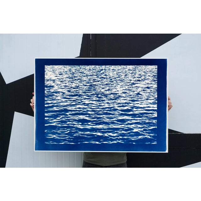 WHAT YOU'LL GET This is an exclusive and handprinted limited edition of a cyanotype print. "Mediterranean Blue Sea Waves"...