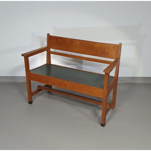Brown Hague School Art Deco Bench, 1930s For Sale - Image 8 of 18