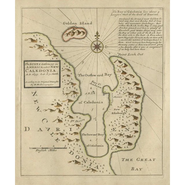 Paper Map of the Failed Scottish Colony of Caledonia in Panama, 1699 For Sale - Image 7 of 10