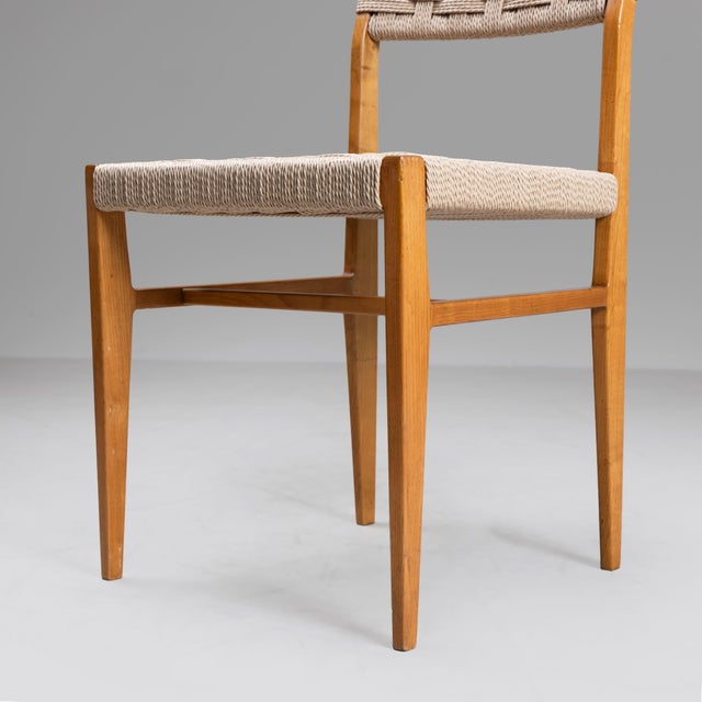 Wood Wooden and Raffia Chairs, 1950s, Set of 4 For Sale - Image 7 of 14