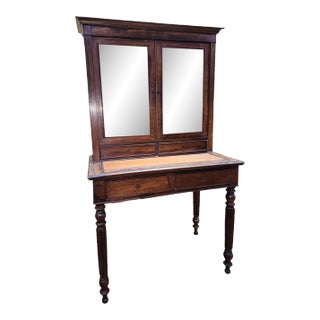 Early 1900s Dutch Rosewood Bonheur Du Jour Writing Desk and Mirrored Cabinet For Sale